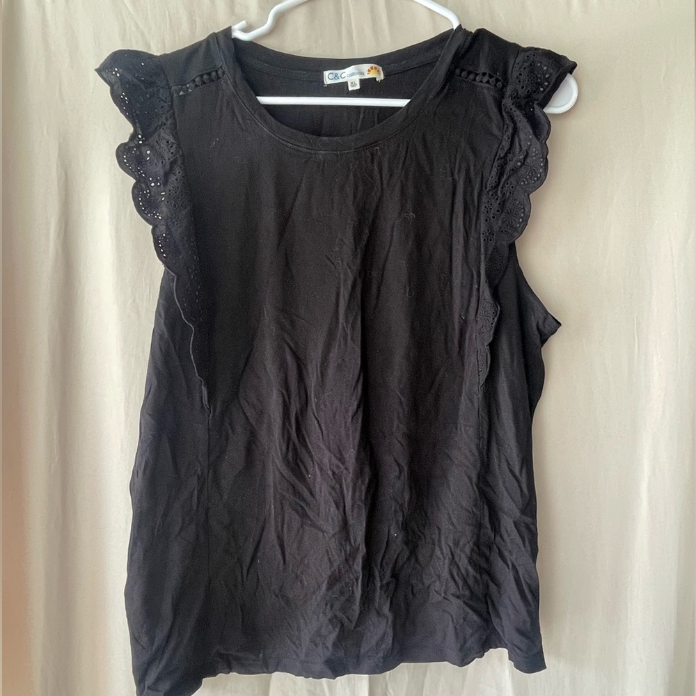 C&C California Black Ruffled Blouse